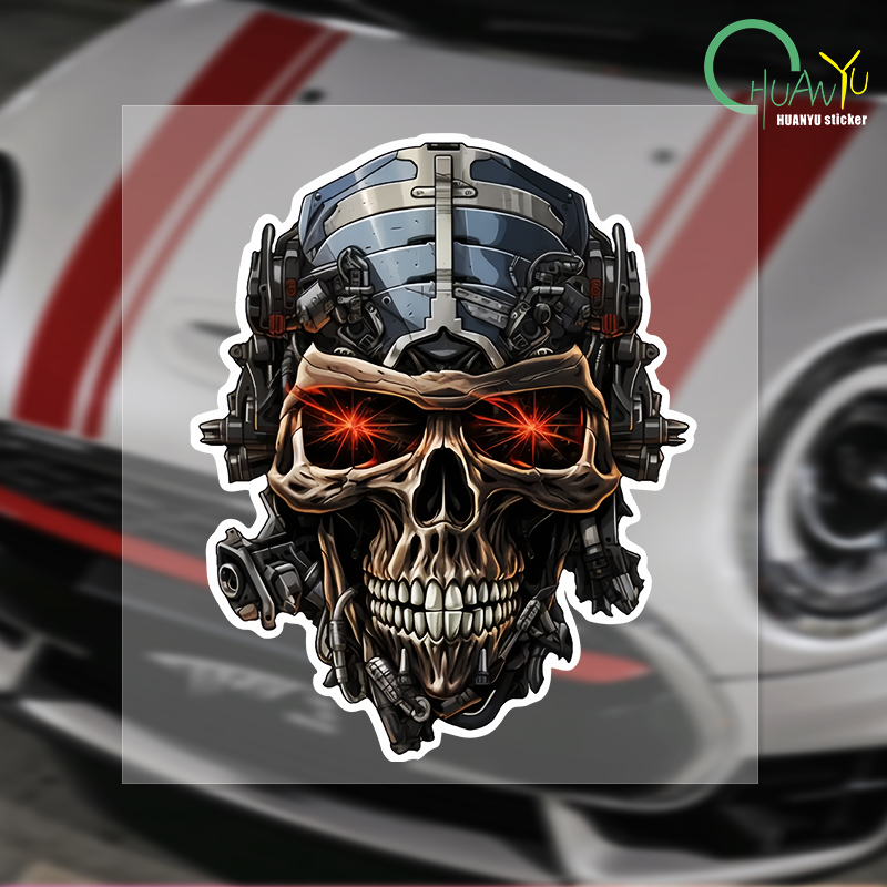 Motorcycle Gear Hub - ملصقات رأس هيكل عظمي مقاومة للماء