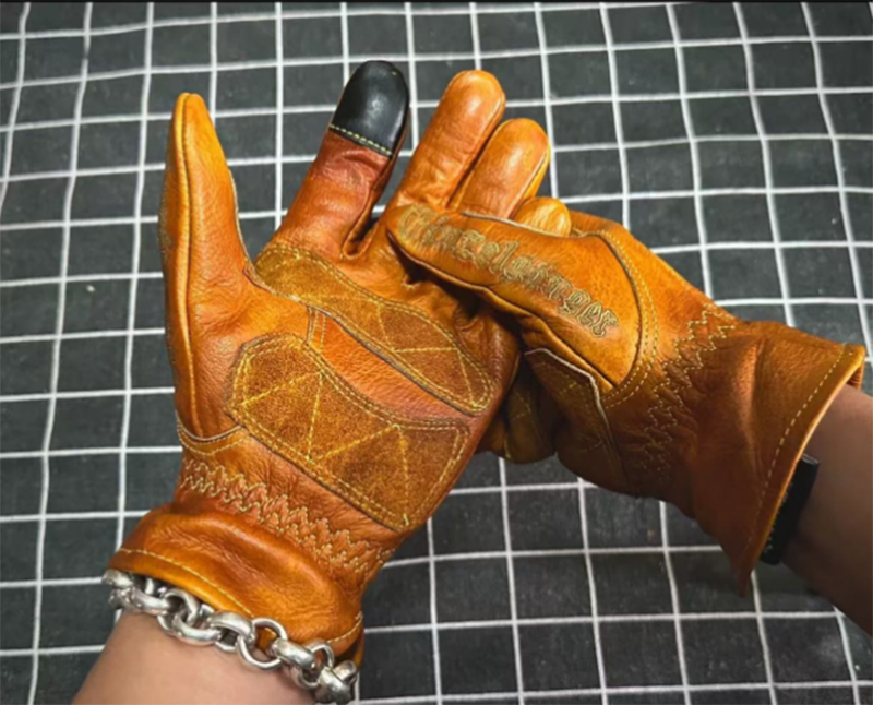 اليدوية جلد طبيعي الرجعية دراج - مراجعة Motorcycle Gear Gloves وسعره